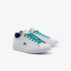 Lacoste Juniors‘ Lacoste Carnaby Synthetic Trainers – White & Green Size 34.5 Weiss (44SUJ0003-082)