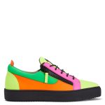 Giuseppe Zanotti Sneakers basses confectionnées en cuir fluo multicolore avec lacets en coton noir, dotées d’un détail signature » en métal caoutchouté noir sur la languette et de fermetures à glissière noires sur les côtés de la tige. la semelle en caoutchouc noir offre (RU20066001)