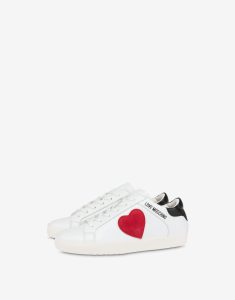 Moschino Sneakers Aus Kalbsleder Mit Rotem Herz (POLJA15402G1GIAM10A)