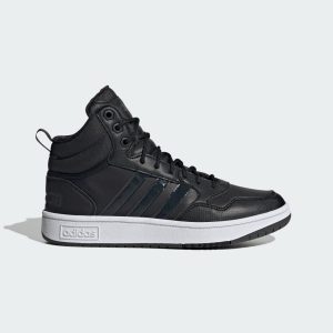 adidas Hoops 3.0 Mid Lifestyle Basketball Classic Fur Lining Winterized Schuh Core Black / Carbon / Cloud White (GW6434)
