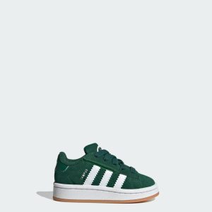 adidas Campus 00s Comfort Closure Elastic Lace Shoes Kids Dark Green / Cloud White / Gum (JI4333)