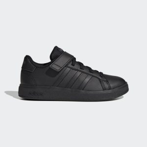 adidas Grand Court Lifestyle Court Elastic Lace and Top Strap Schuh Core Black / Core Black / Grey Six (FZ6161)