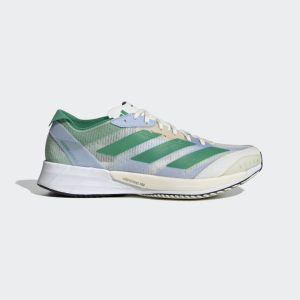 adidas Adizero Adios 7 Laufschuh White Tint / Court Green / Blue Dawn (HQ3692)