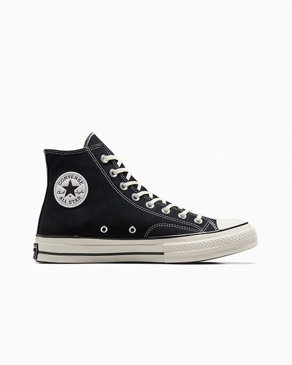 Converse Chuck 70 HI in Schwarz mit cremefarbener Gummisohle