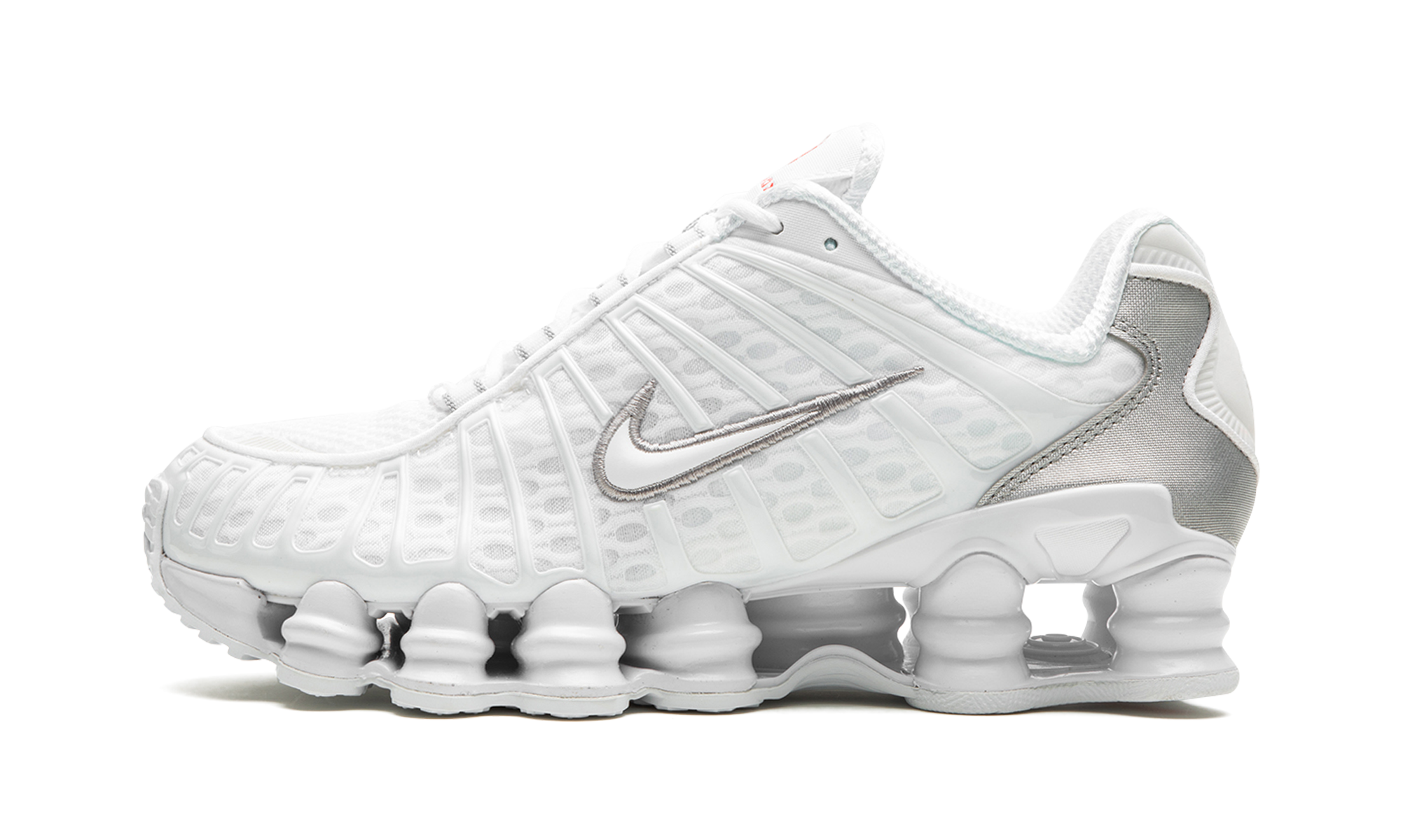 Nike Shox TL in Weiß mit silbernen Säulen