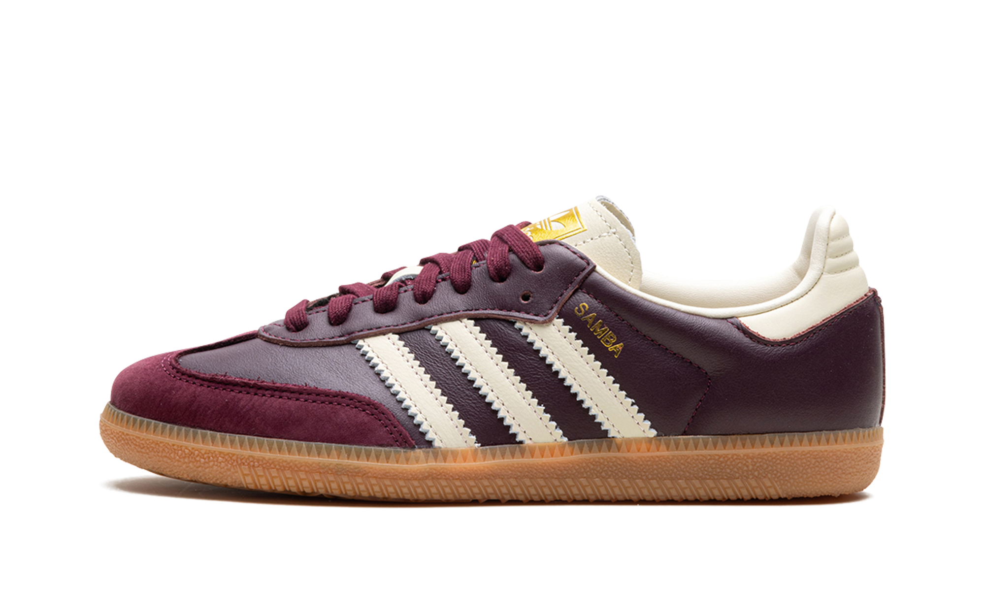 adidas Samba OG in Bordeaux mit cremefarbenen Streifen