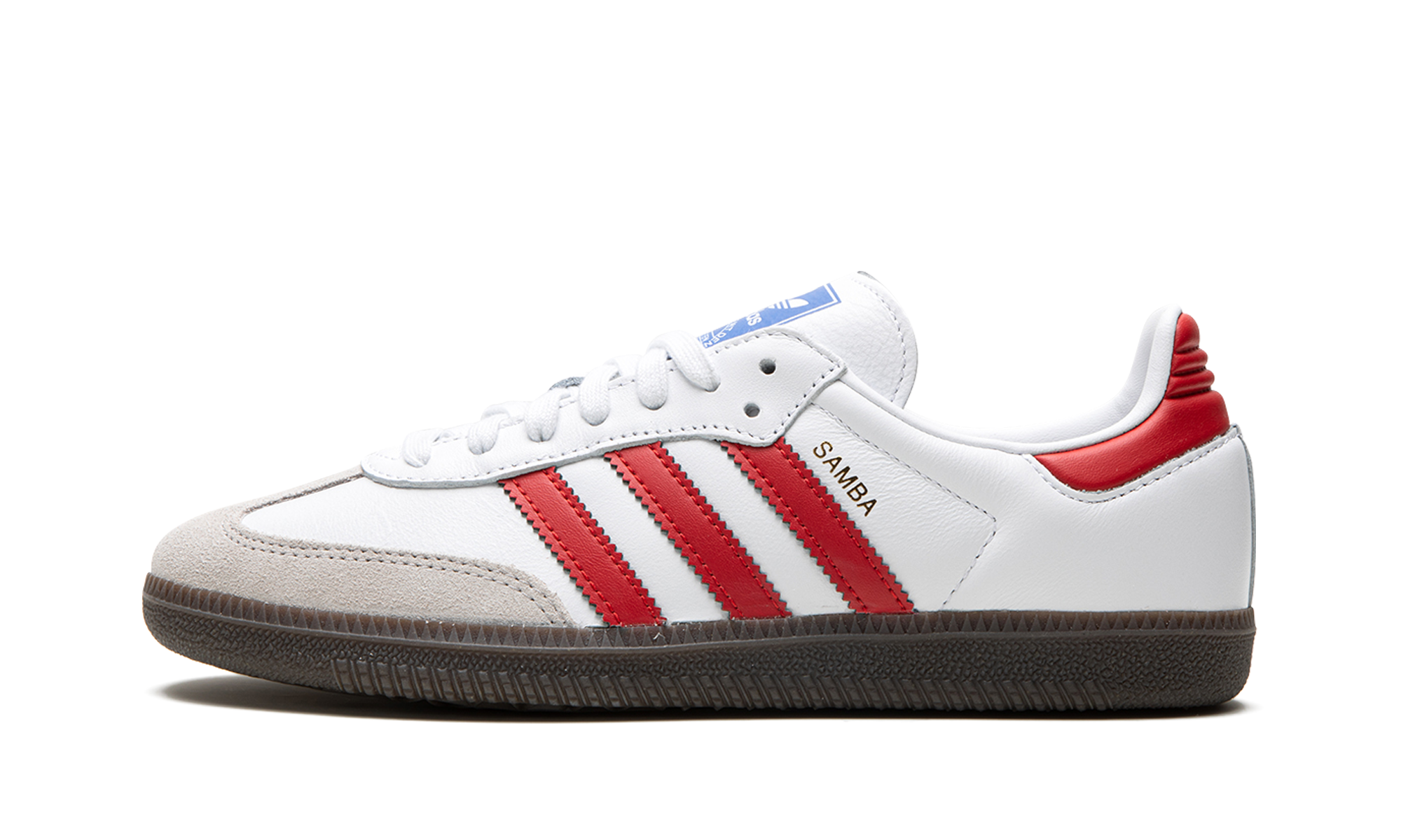 adidas Samba OG in Weiß mit roten Streifen