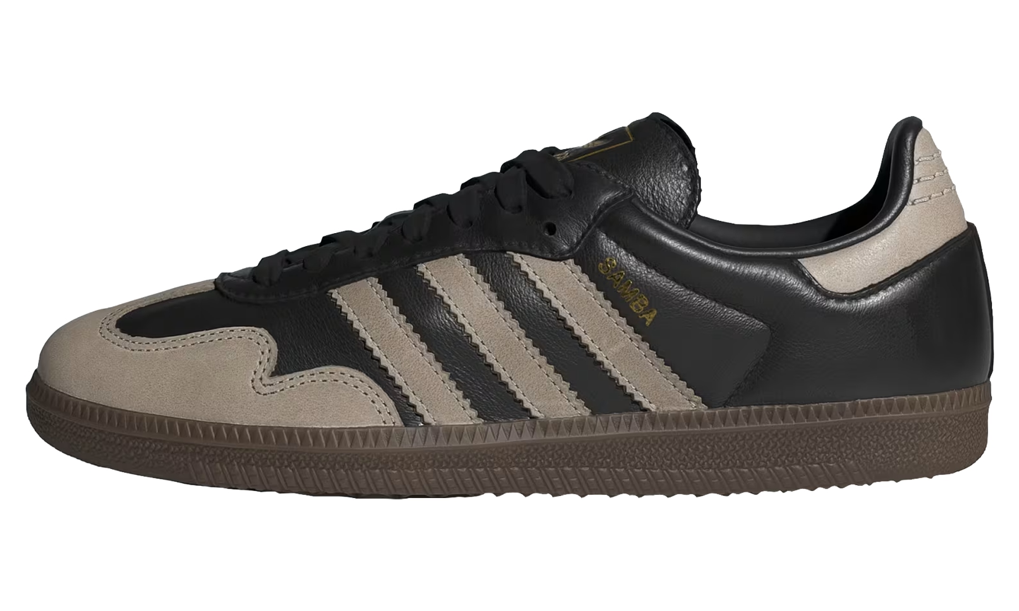 adidas Samba OG in Schwarz mit beigen Streifen