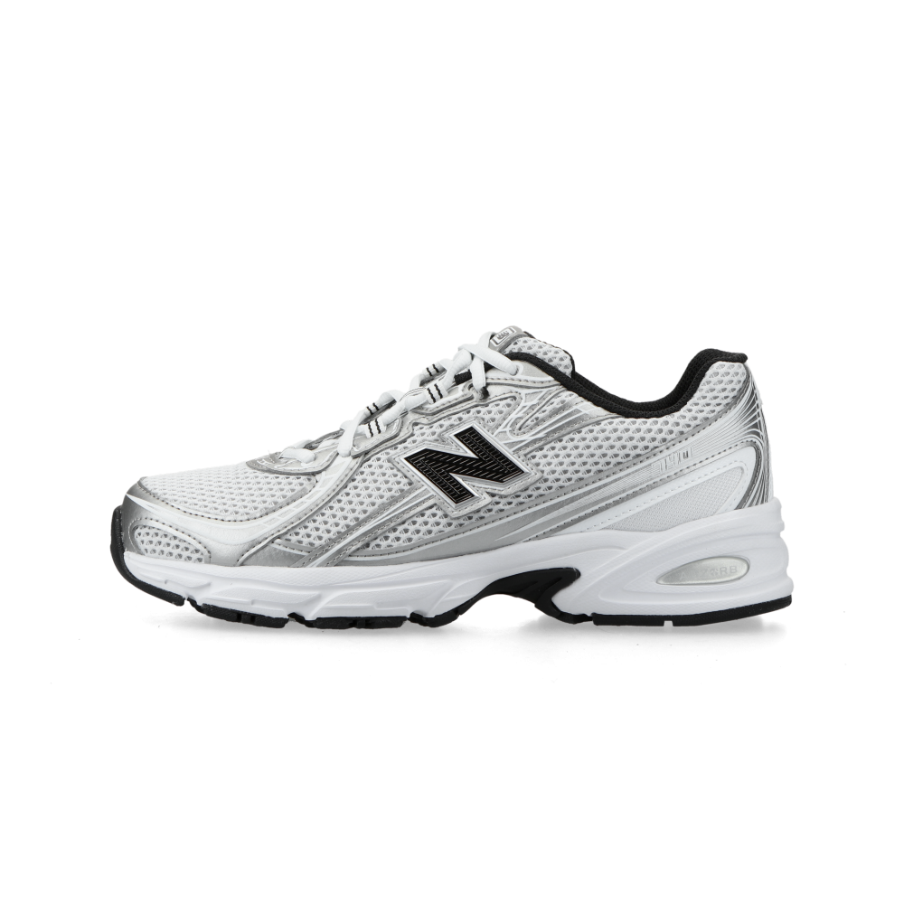 New Balance 740 in Weiß mit silbernen Akzenten
